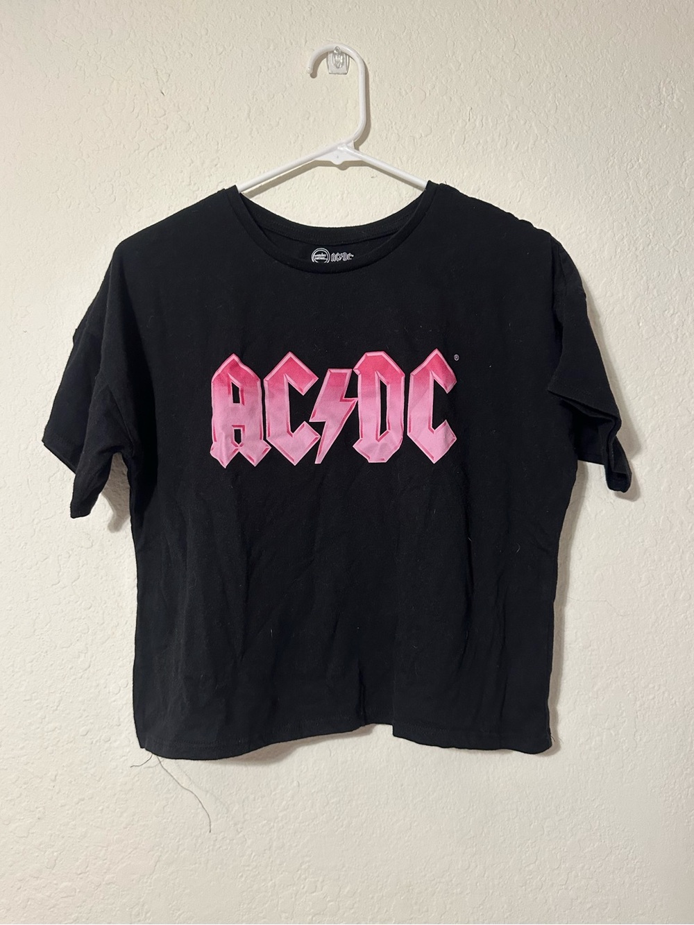 AC/DC Black Baby Tee with Pink Gradient Logo